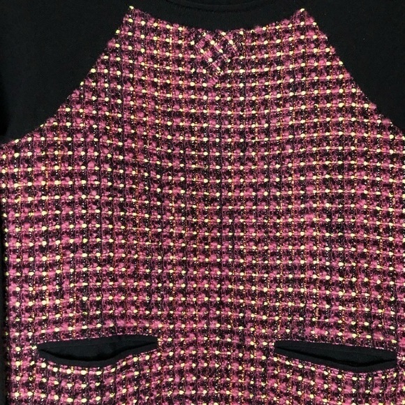 J. Crew Pink Tweed Front Navy Crew Neck Sweater - Picture 4 of 10